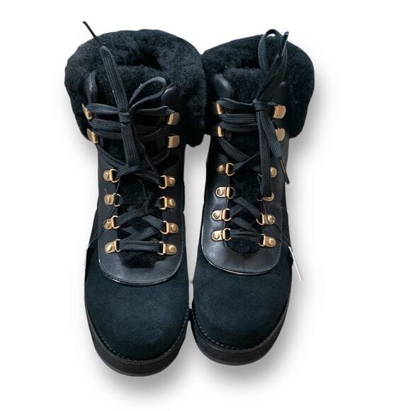 Cole Haan Zerogrand Explore Upstate Hiker Boots Black Suede Shearling Size 7.5 - Picture 10 of 14